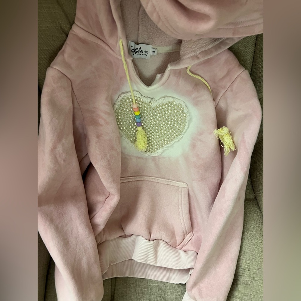 Lola + The Boys Blush Hoodie with Heart and Beads joggers - Picture 6 of 8